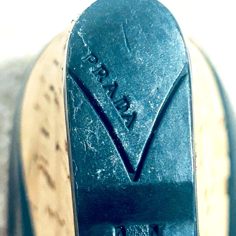 Prada 🖤 Black Peep-Toe wedgeHeels 7.5 - Picture 8 of 10